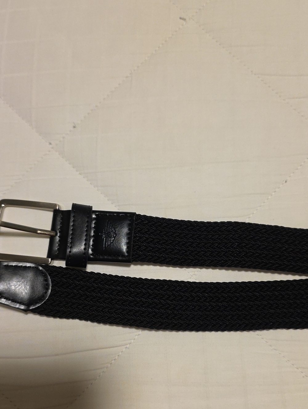 Dockers Black Woven Belt with Leather Trim